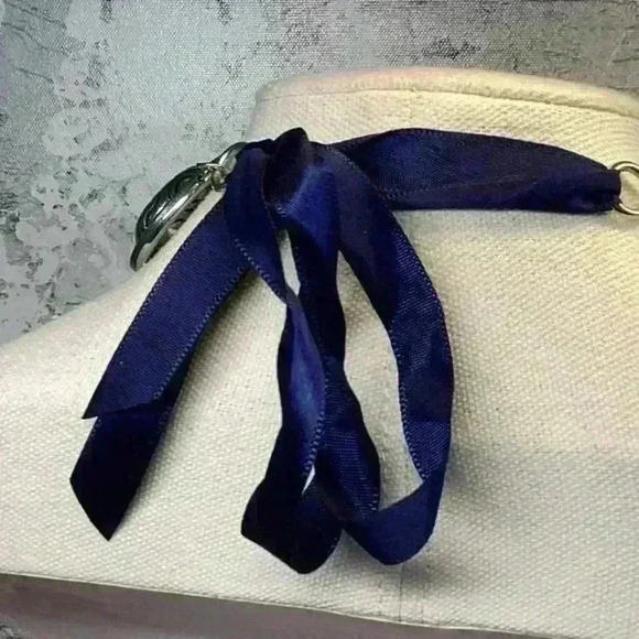 Silver and Blue Multi Strand Necklace with Ribbon Tie - Picture 3 of 3